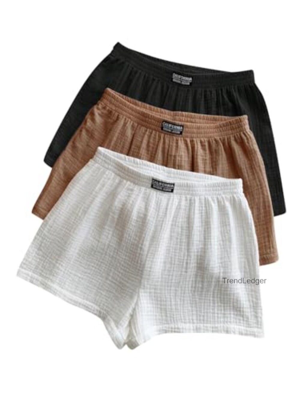 3 Pack Waffle Knit Lounge Shorts for Women Elastic Waist Wide Leg Casual Summer